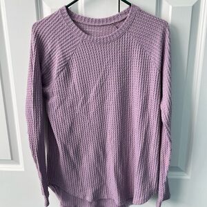 Purple Waffle Knit Long Sleeve Top